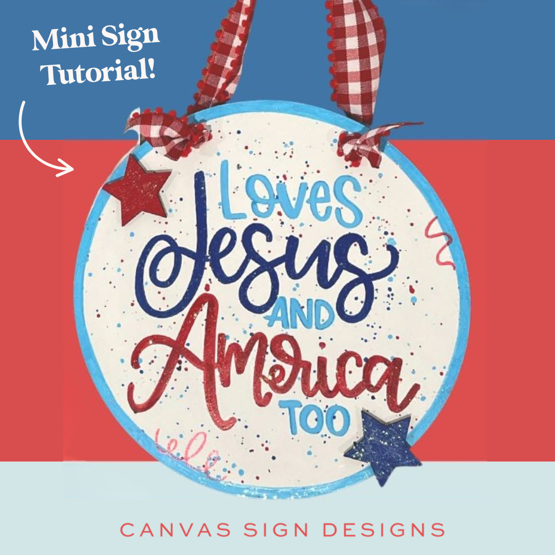 Love Jesus and America too round 4th of July door hanger
